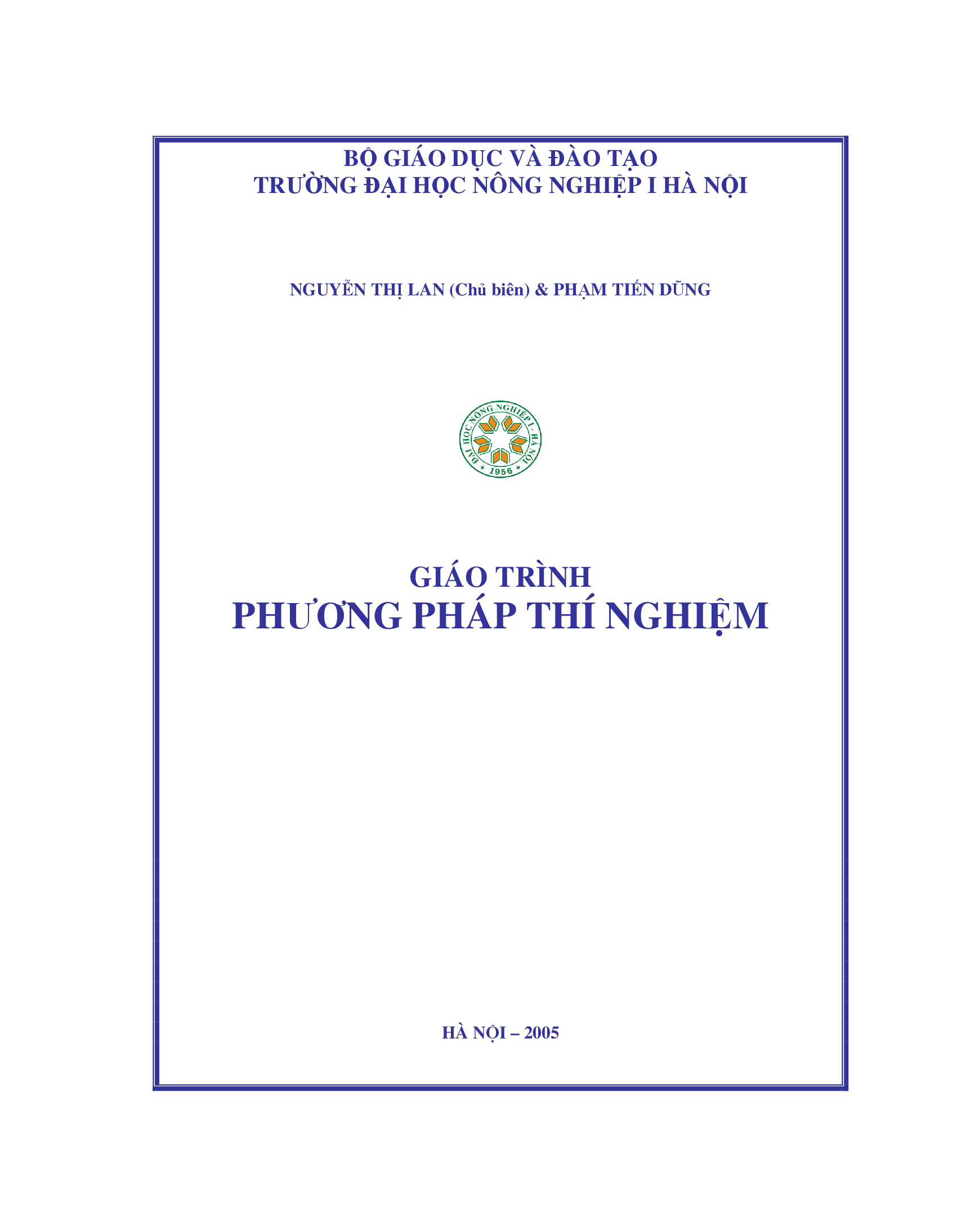 Giáo trình phương pháp thí nghiệm