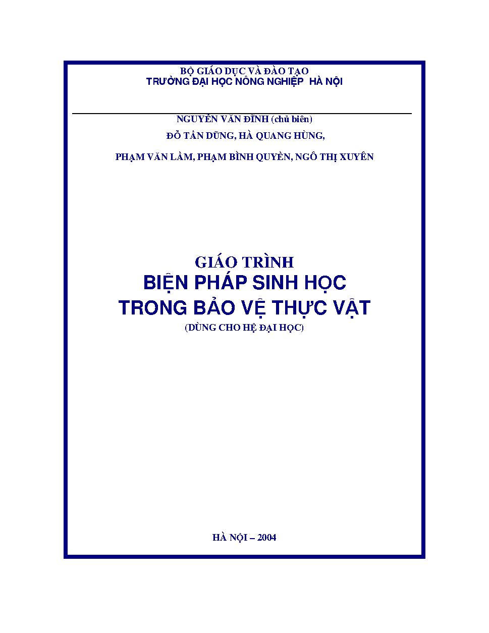 Giáo trình biện pháp sinh học trong bảo vệ thực vật