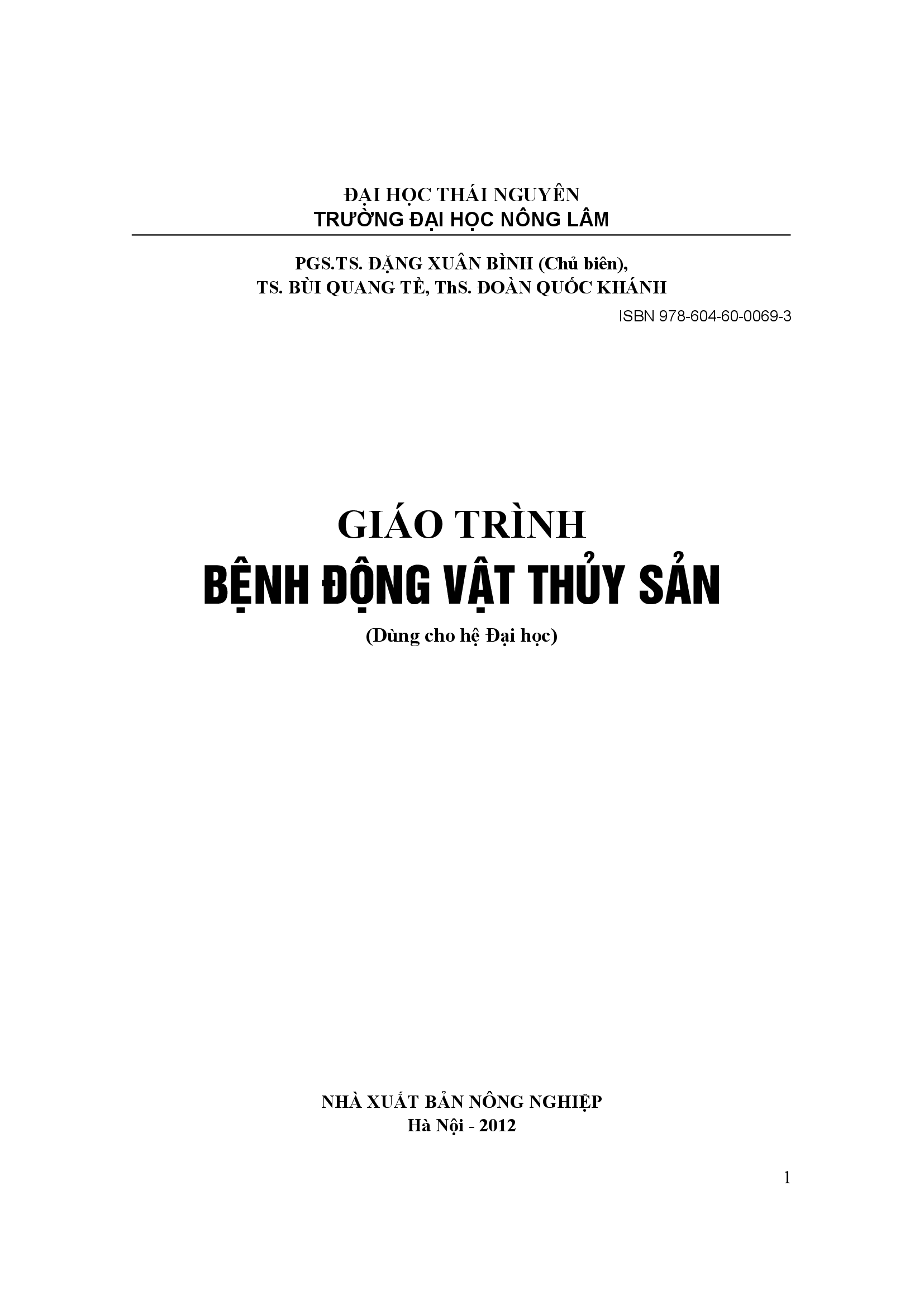 Giáo trình bệnh động vật thủy sản