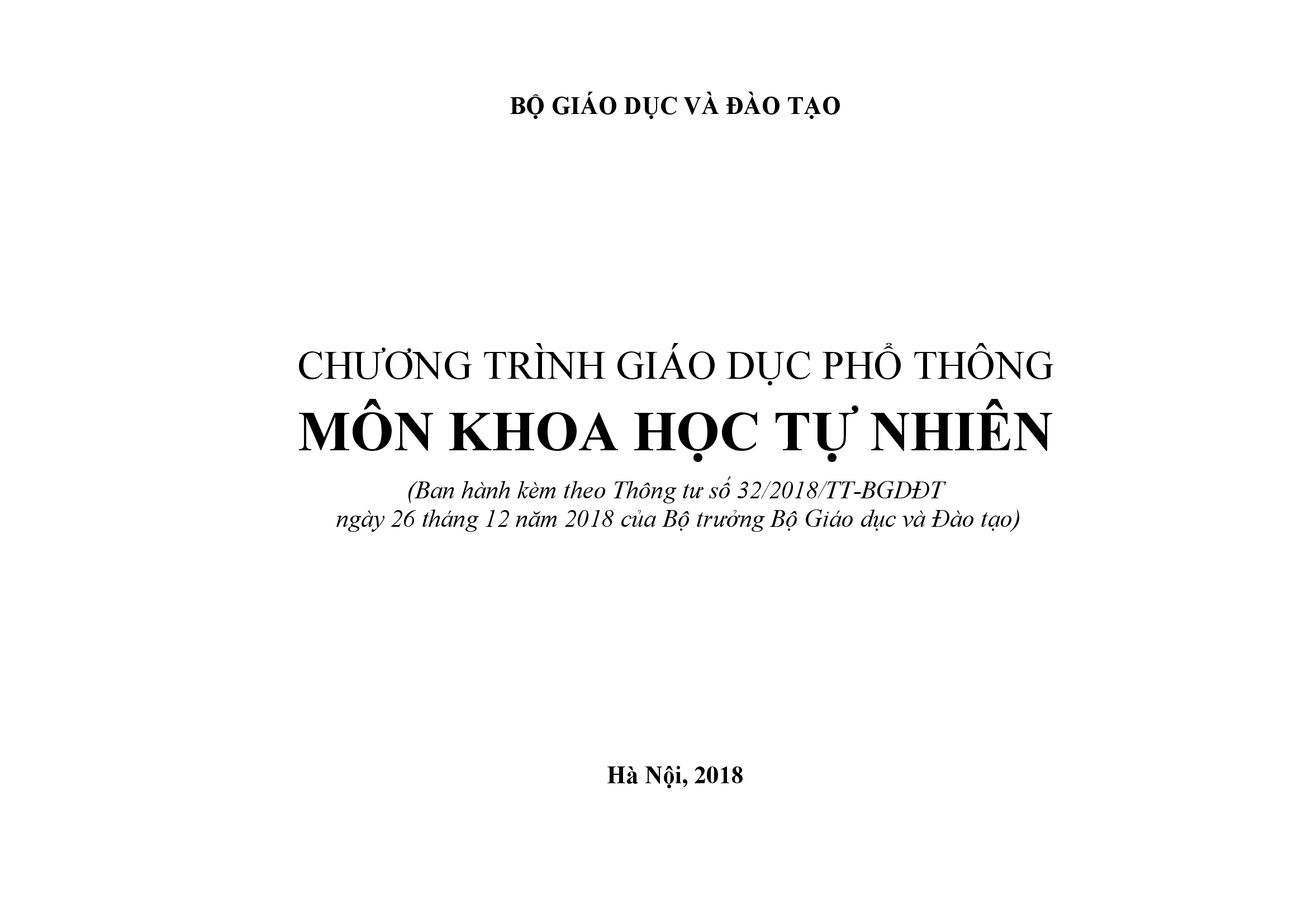 Chương trình giáo dục phổ thông môn khoa học tự nhiên