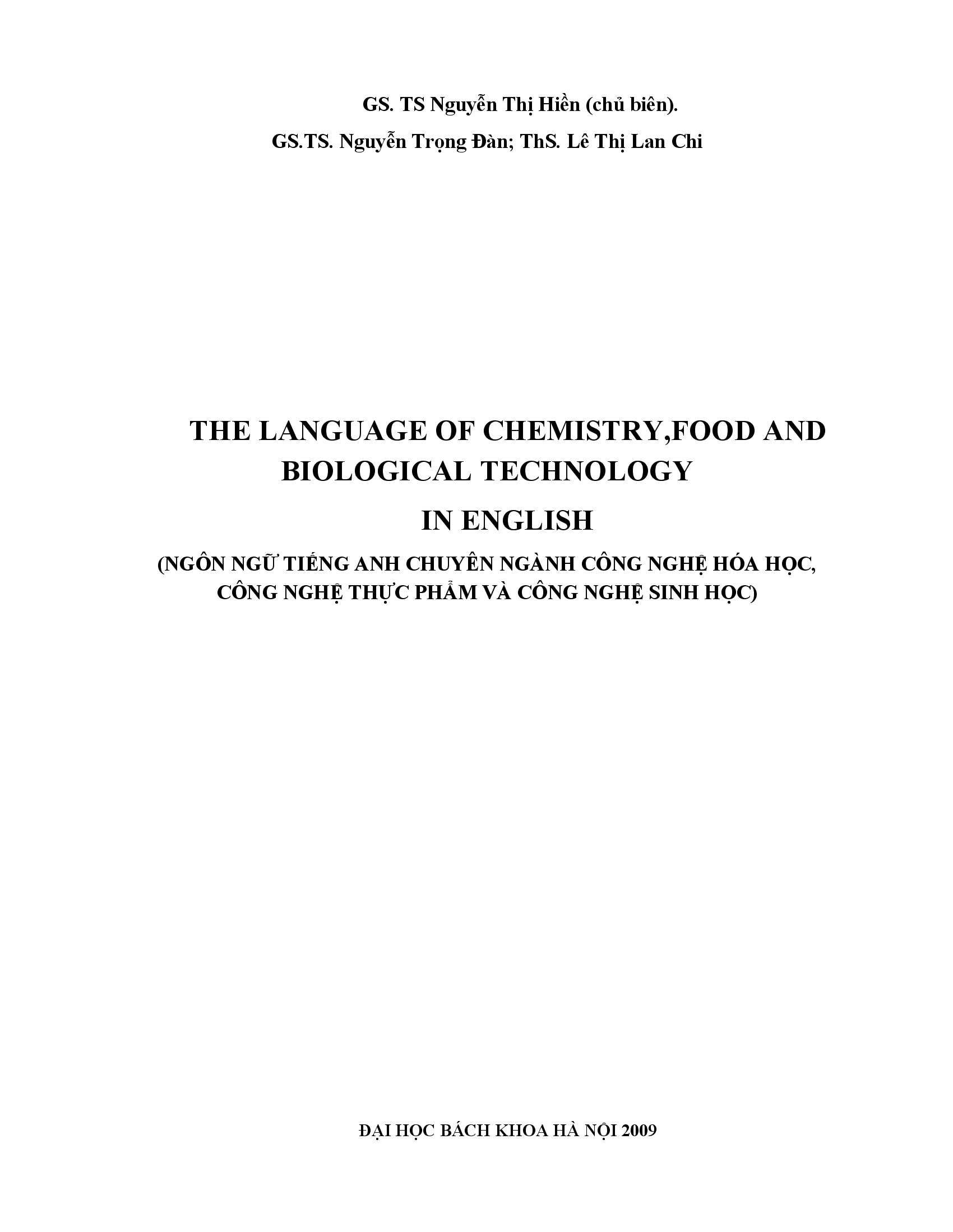 The language of chemistry food and biological techonology in english