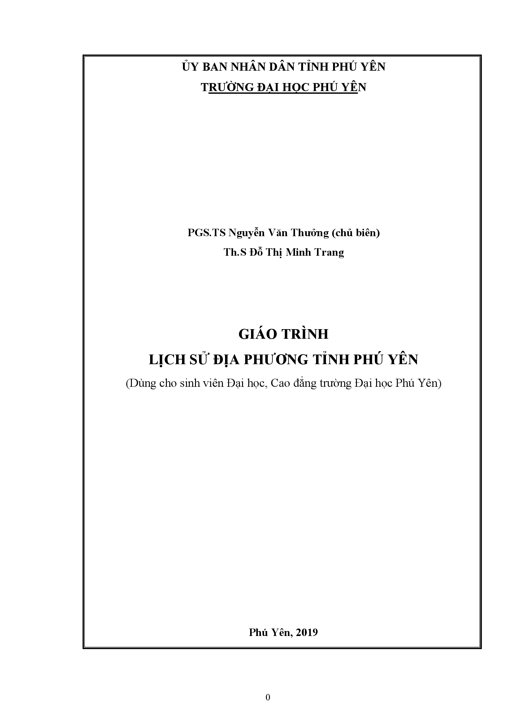 Giáo trình lịch sử địa phương tỉnh Phú Yên